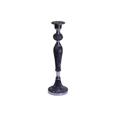 Portacandela metallo grigio 1 posto 38 cm