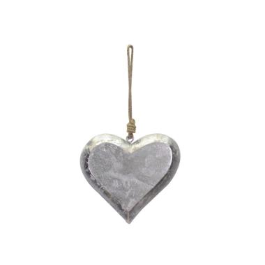 Decorazione natalizia cuore legno argento 16 cm
