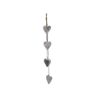 Decorazione natalizia cuori legno argento da Set 4 pz