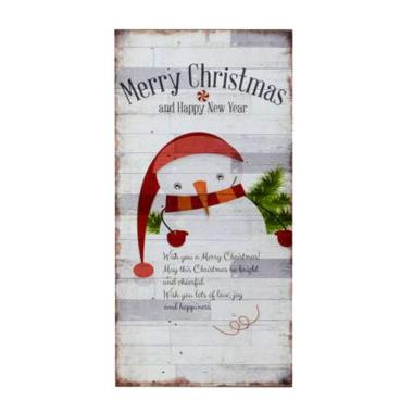 Targa quadro legno christmas pupazzo