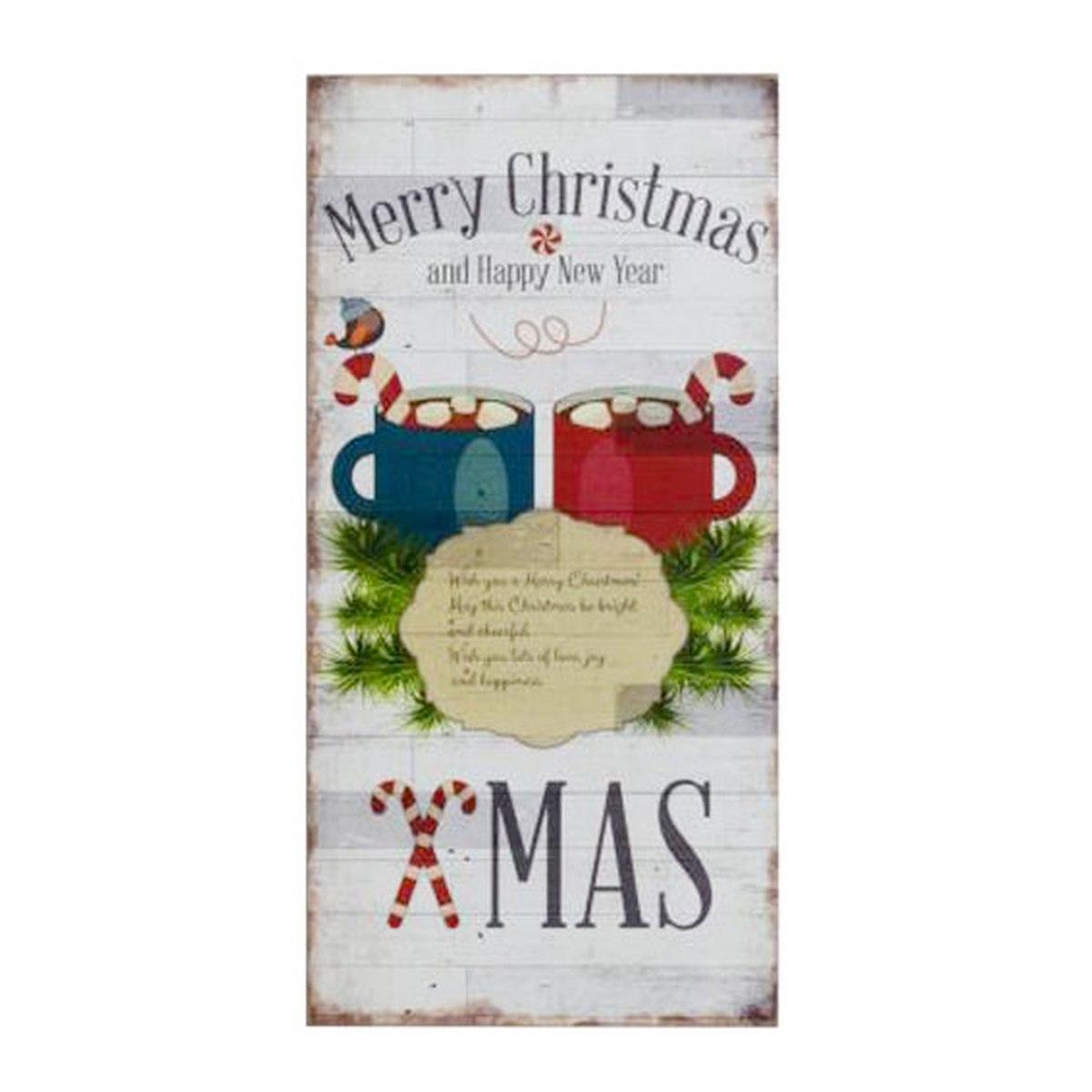 Targa quadro legno christmas tazze