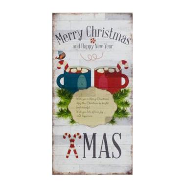 Targa quadro legno christmas tazze