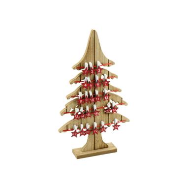 Calendario avvento albero legno mollette 42 cm