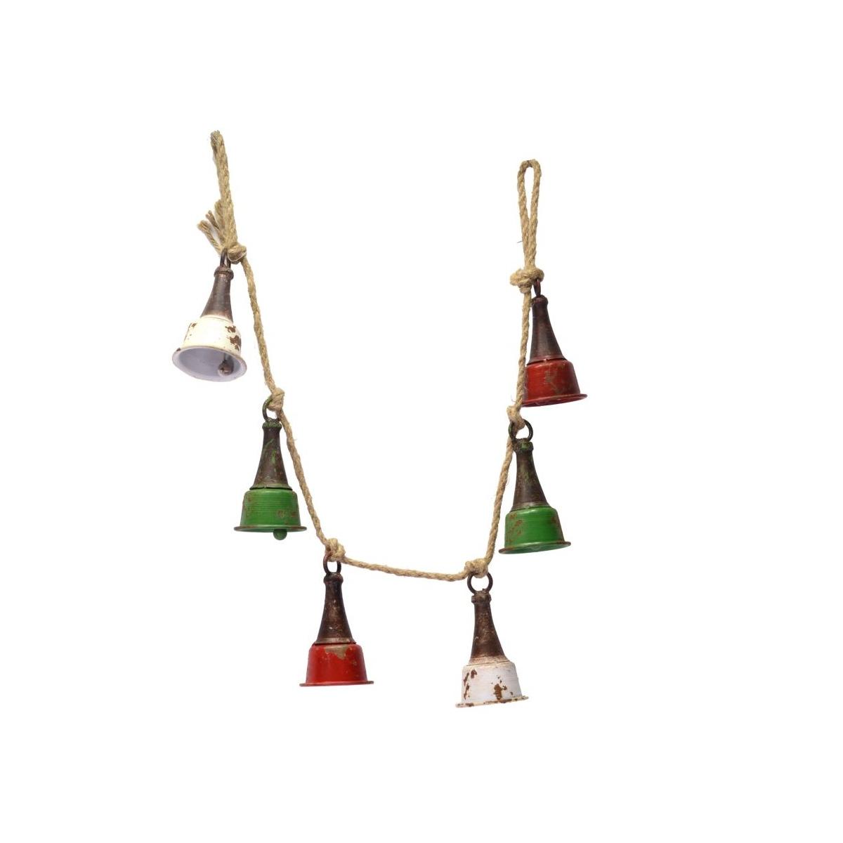 Decorazione natalizia campane metallo corda 89 cm