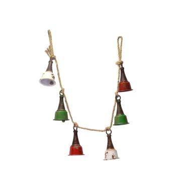 Decorazione natalizia campane metallo corda 89 cm