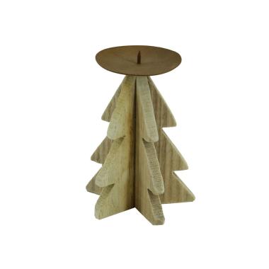 Porta candela natalizio 1 posto albero legno Ø 10 cm