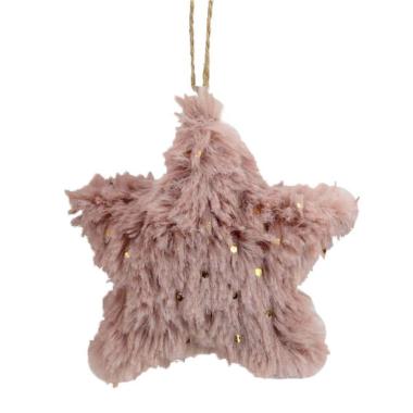 Decorazione natalizia stella in tessuto rosa glitter 8 cm