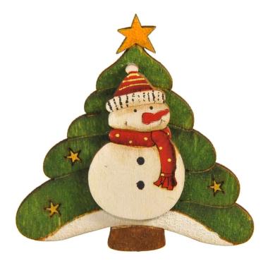 Molletta natalizia legno pupazzo di neve 8 cm