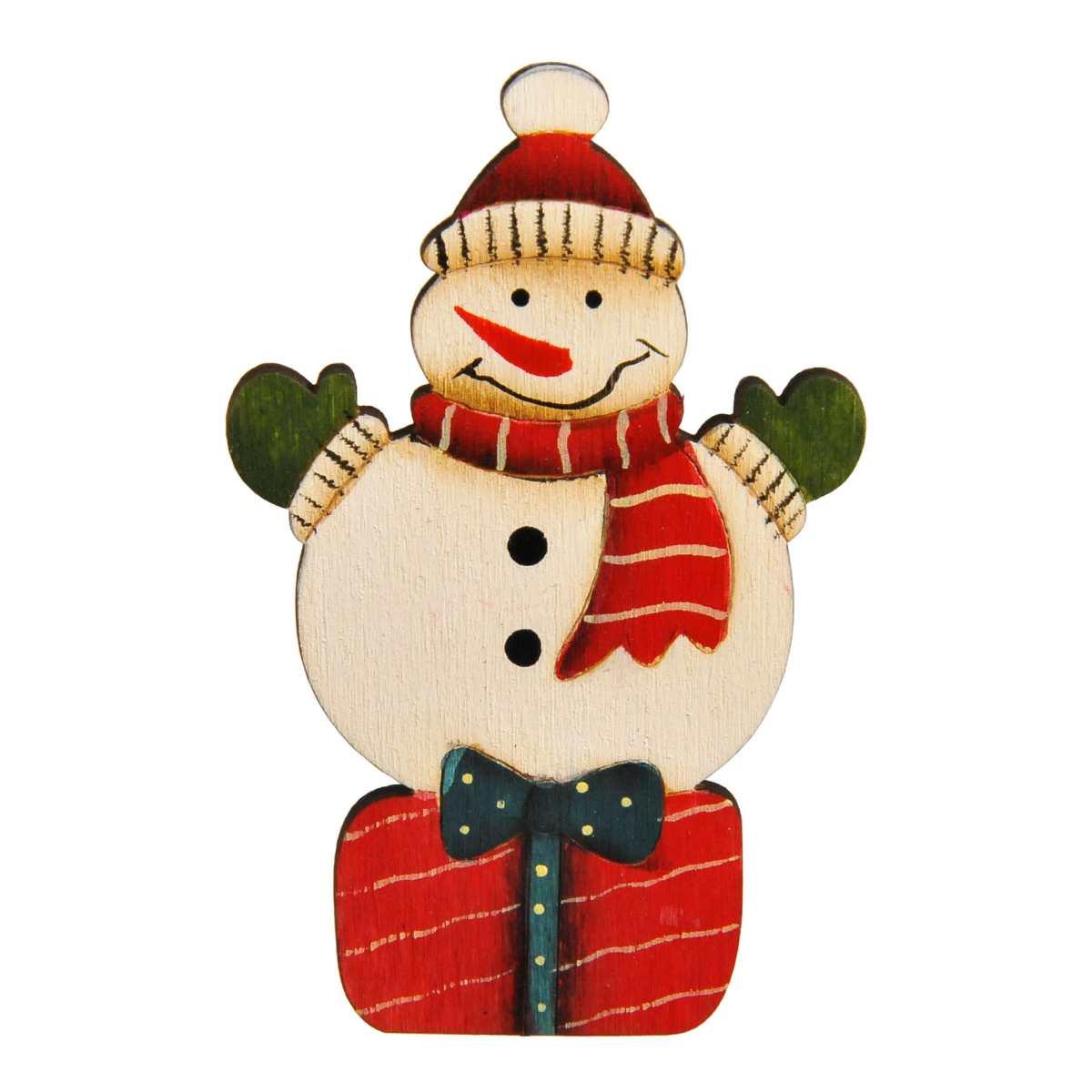 Molletta natalizia legno pupazzo di neve 8 cm