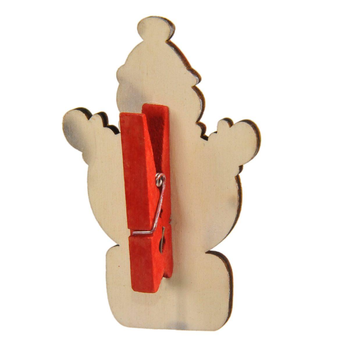 Molletta natalizia legno pupazzo di neve 8 cm