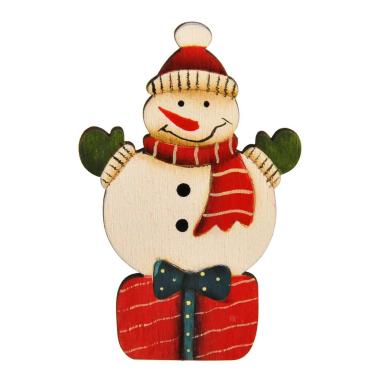 Molletta natalizia legno pupazzo di neve 8 cm