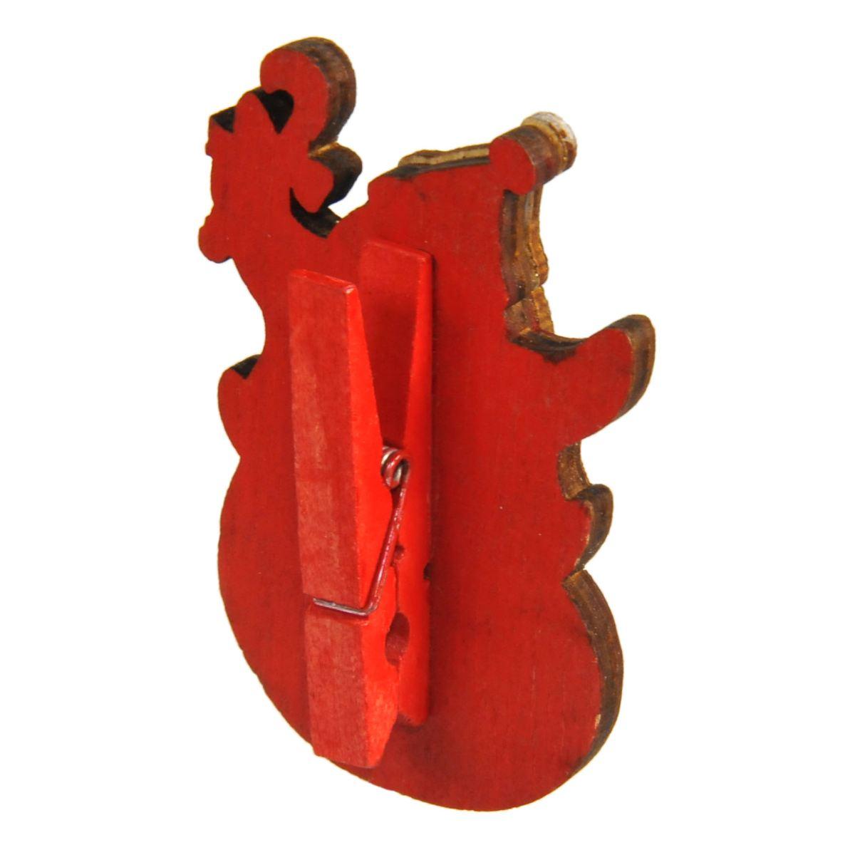 Molletta natalizia legno babbo natalizia 7 cm
