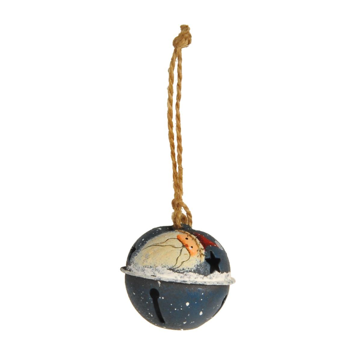 Decorazione natalizia campanella metallo blu babbo Ø 3,5 cm