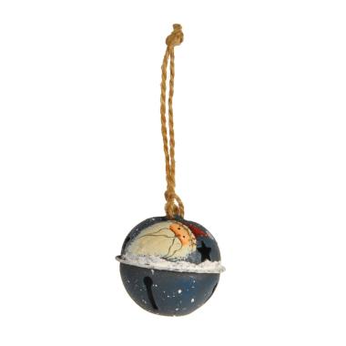 Decorazione natalizia campanella metallo blu babbo Ø 3,5 cm