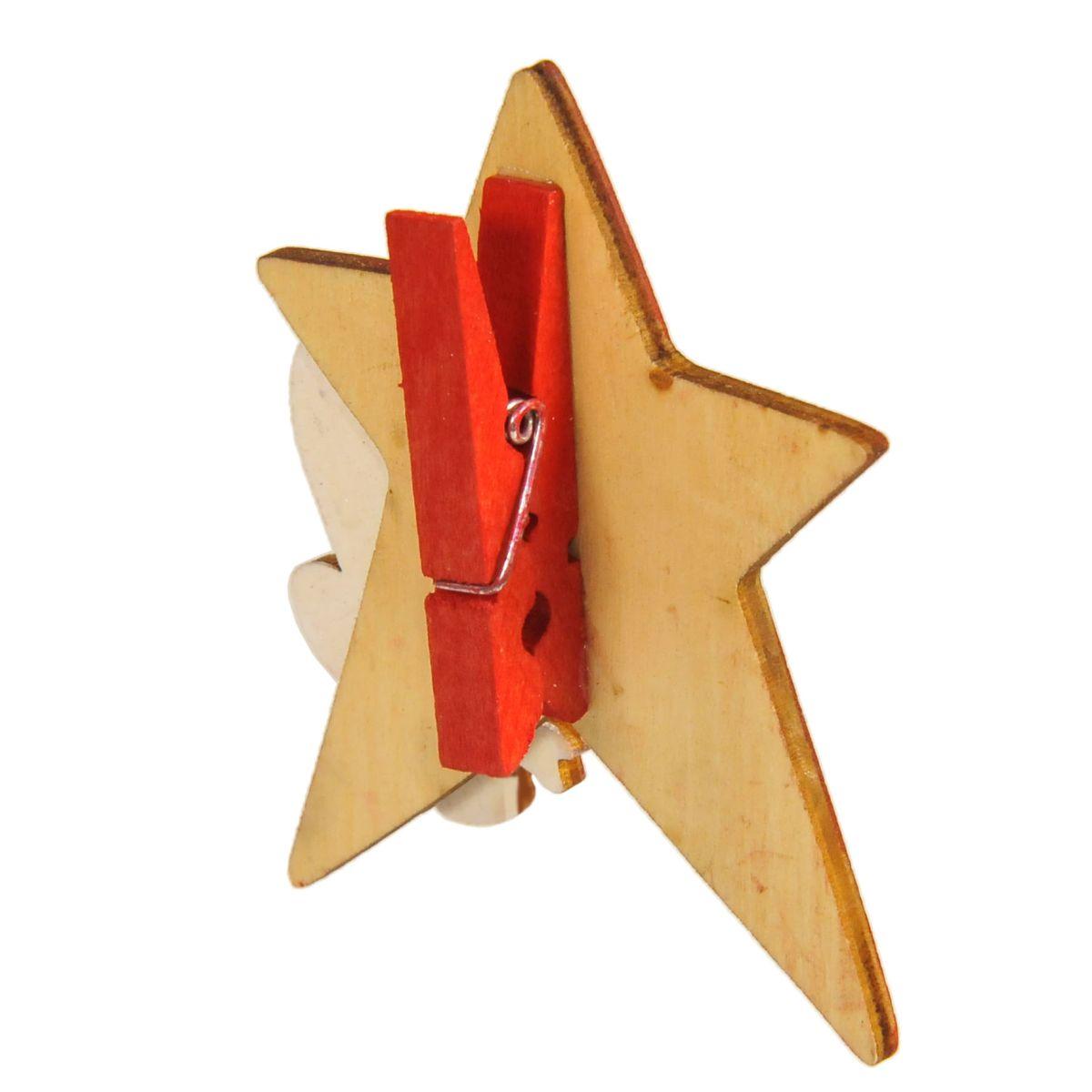Molletta natalizia legno stella snow 8,5 cm