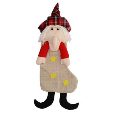 Calza befana tessuto rosso gambe 70 cm