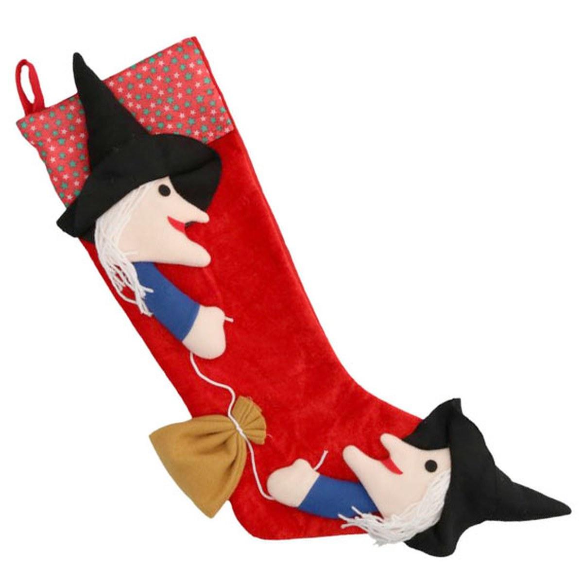 Calza befana tessuto rosso gambe 62 cm