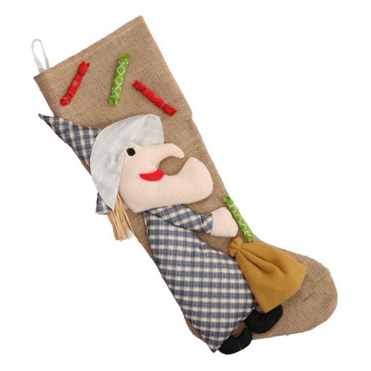 Calza befana tessuto marrone befana 55 cm