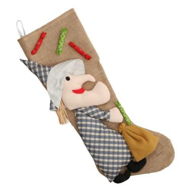 Calza befana tessuto marrone befana 55 cm