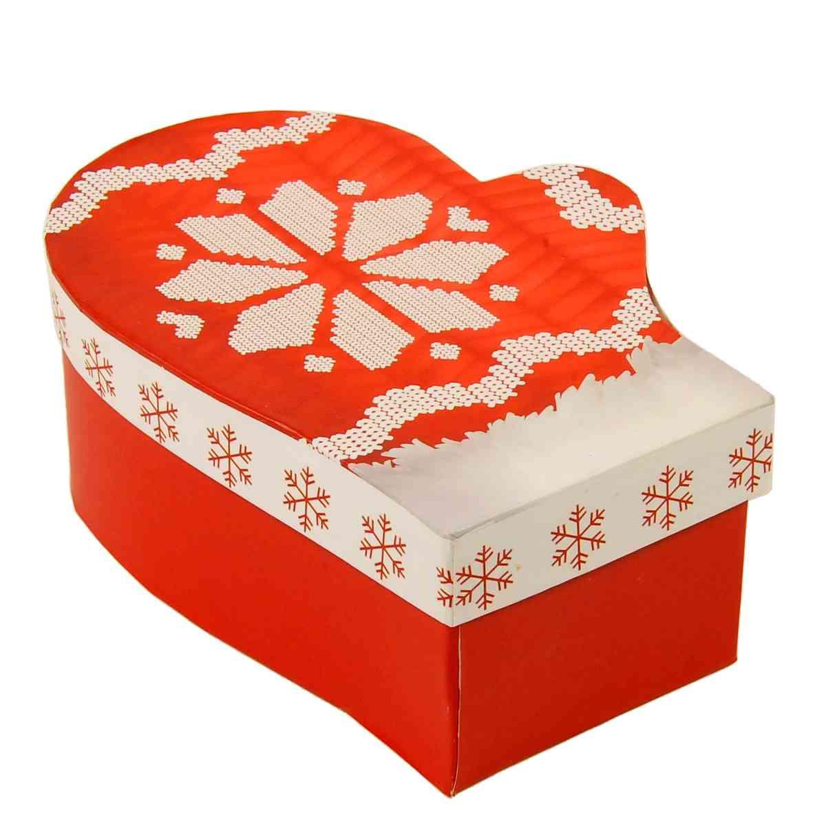 Scatola regalo natalizia cartone guanto 15,5 x 11,5 x 6 cm