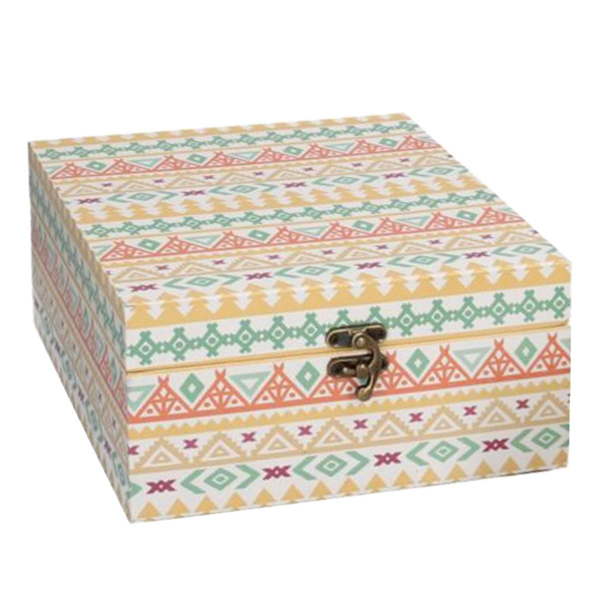 Scatola legno etnica gialla 20 x 20 cm