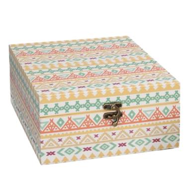 Scatola legno etnica gialla 20 x 20 cm