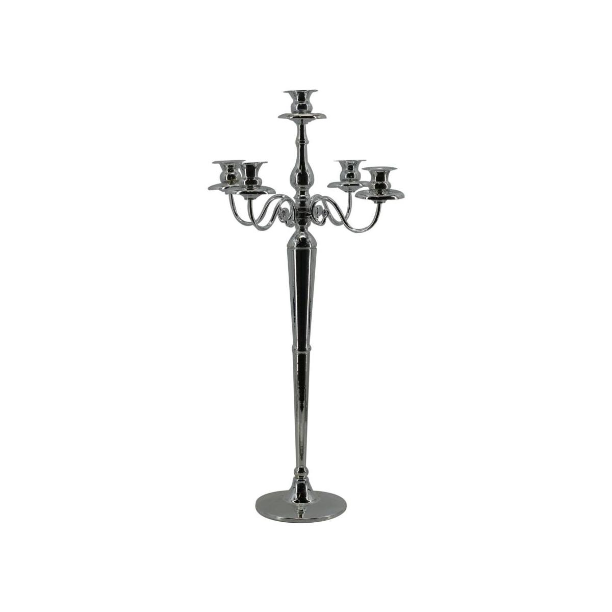 Candelabro metallo argento 5 modello p 77 cm