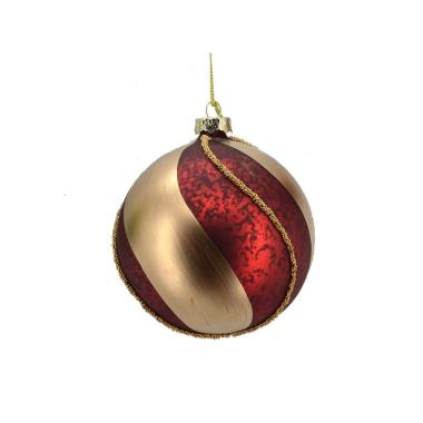 Pallina natalizia vetro oro opaco rossa Ø 10 cm