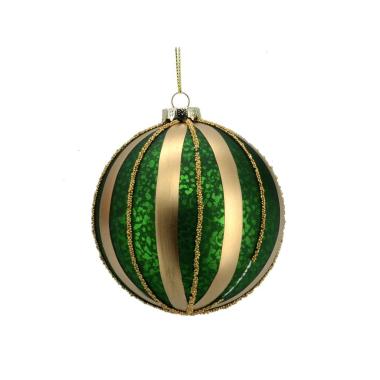 Pallina natalizia vetro oro opaco verde Ø 8 cm