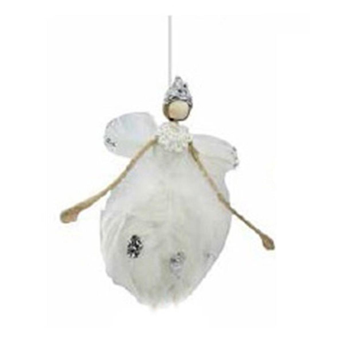 Decorazione natalizia angelo piume bianche Ø 10 cm