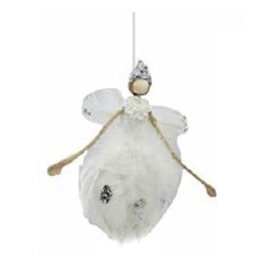 Decorazione natalizia angelo piume bianche Ø 10 cm