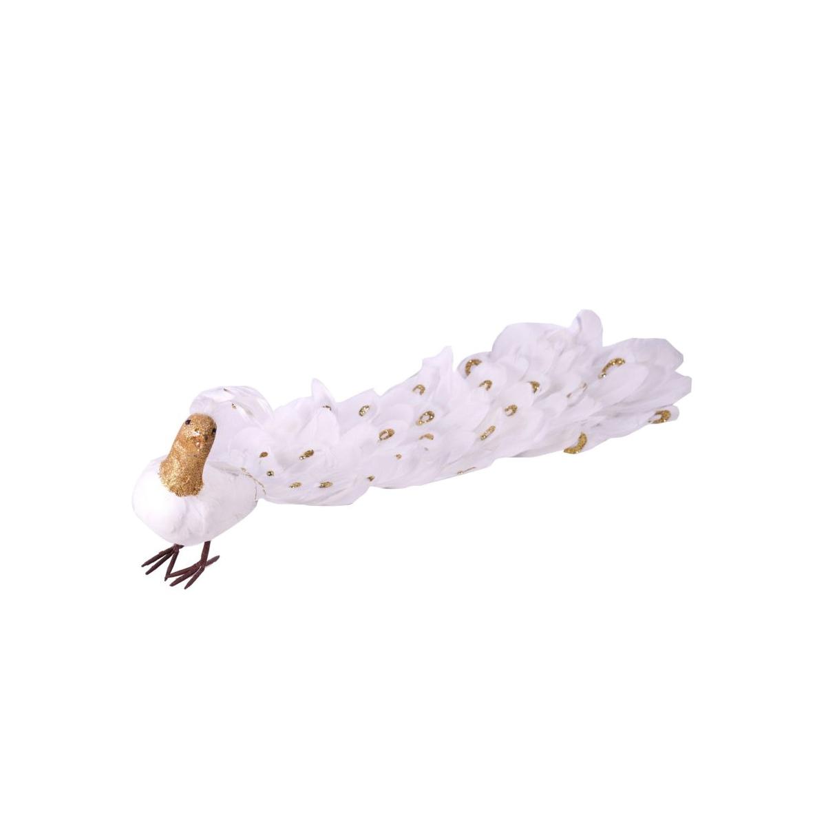 Pavone in piume bianche 80 x 22 cm