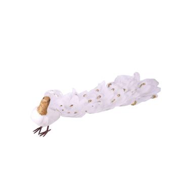 Pavone in piume bianche 80 x 22 cm