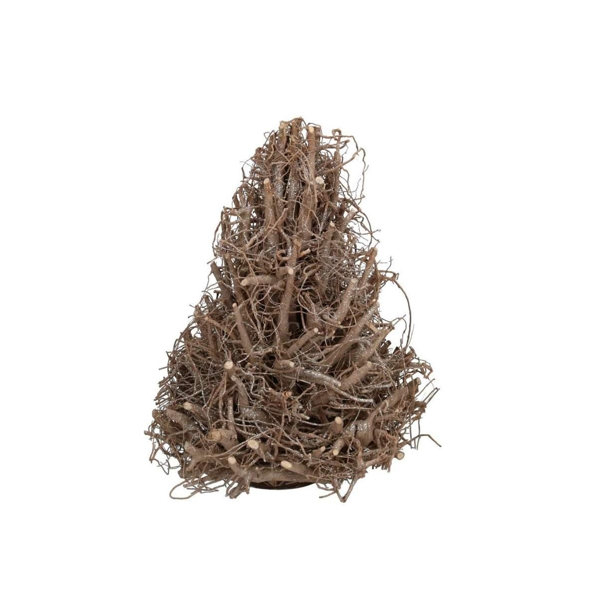 Albero di Natale 44 cm legno glitter argento