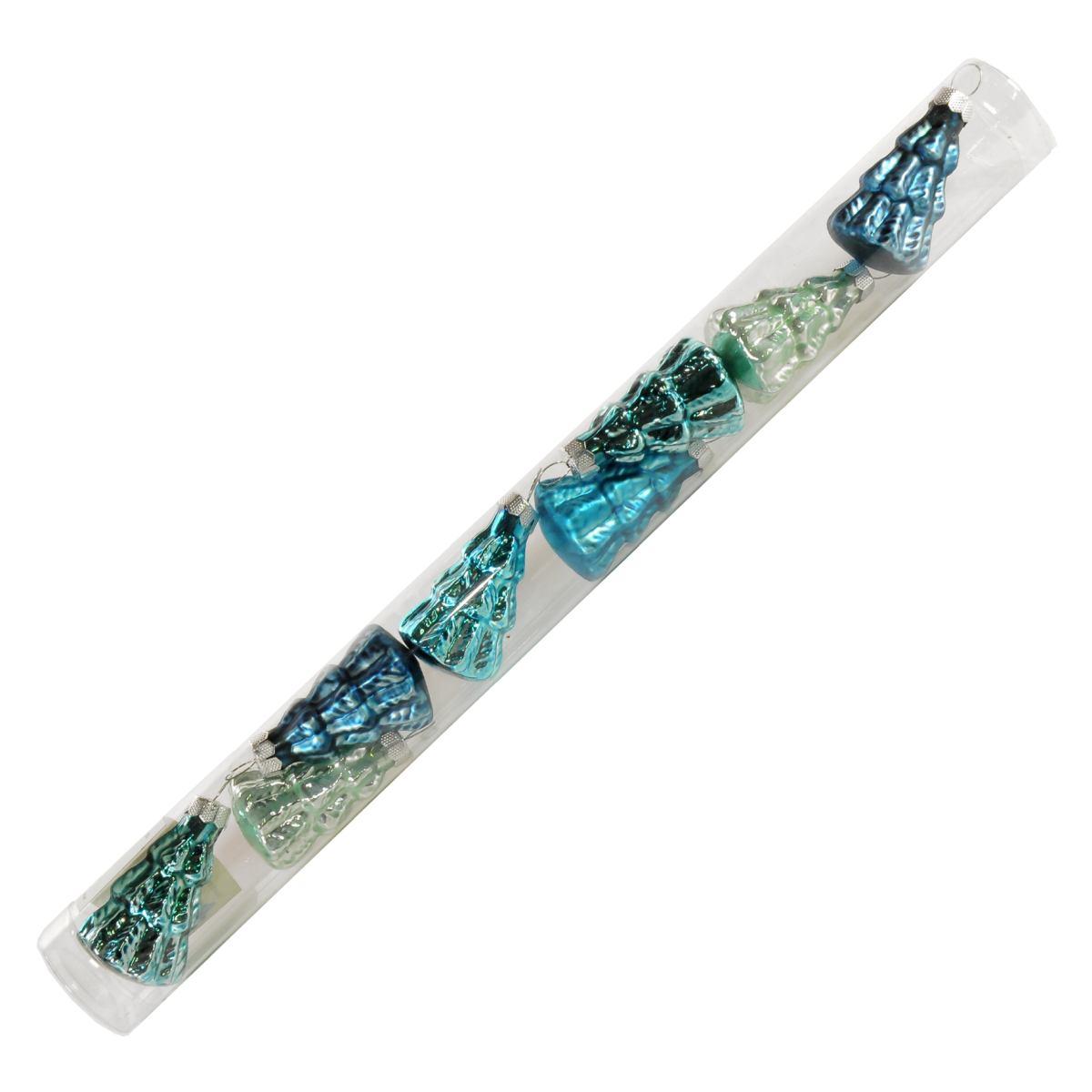 Pallina natalizia vetro albero azzurro Set 8 pz