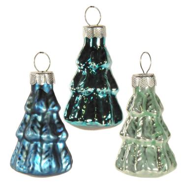 Pallina natalizia vetro albero azzurro Set 8 pz