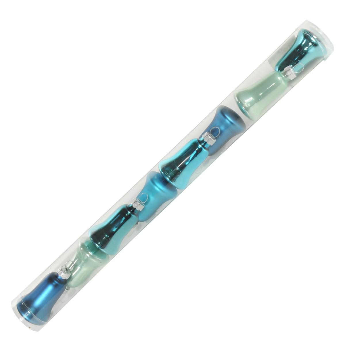 Pallina natalizia vetro campana azzurro Set 8 pz