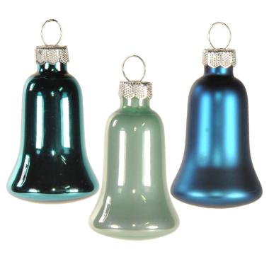 Pallina natalizia vetro campana azzurro Set 8 pz