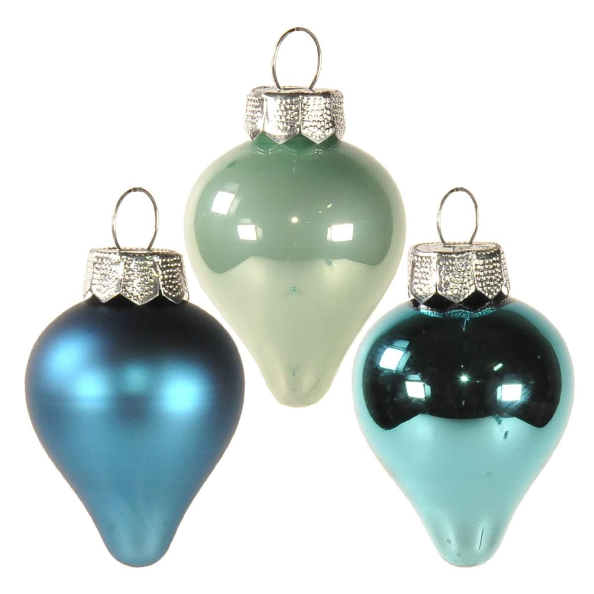 Pallina natalizia vetro goccia azzurro Set 10 pz
