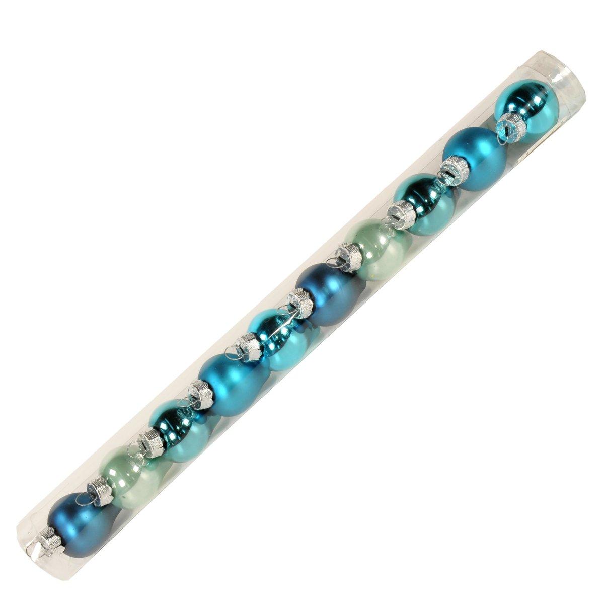 Pallina natalizia vetro goccia azzurro Set 10 pz