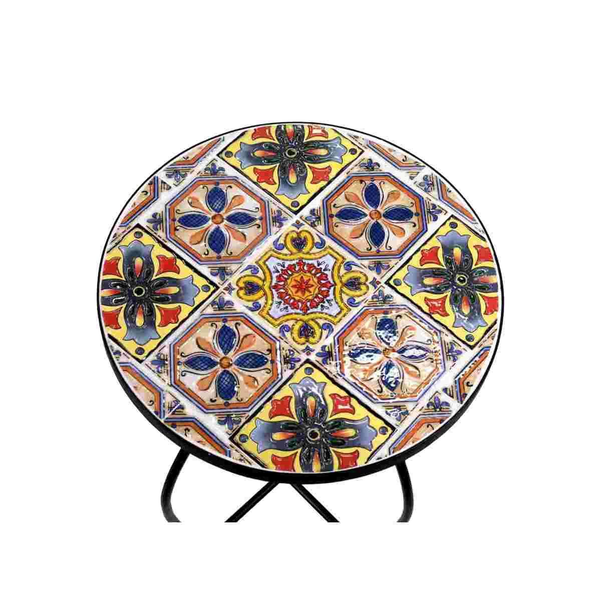 Tavolinetto Tondo Trapani Metallo Mosaico cm.Ø25xh30 | Vacchetti