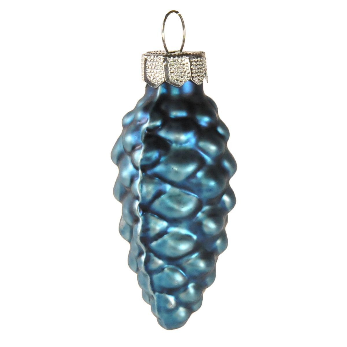 Pallina natalizia vetro pigna azzurro Set 8 pz