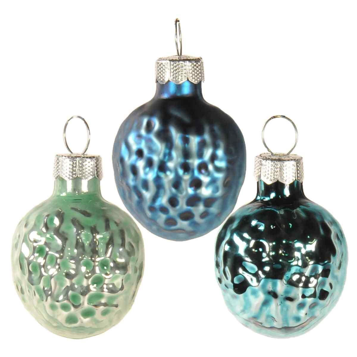 Pallina natalizia vetro noce azzurro Set 10 pz