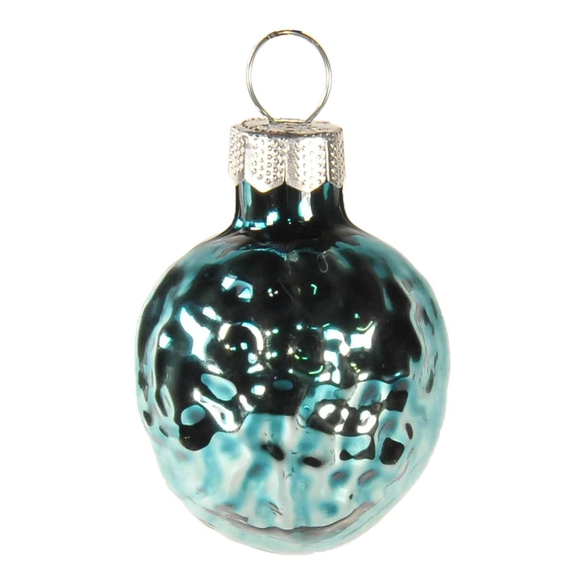 Pallina natalizia vetro noce azzurro Set 10 pz
