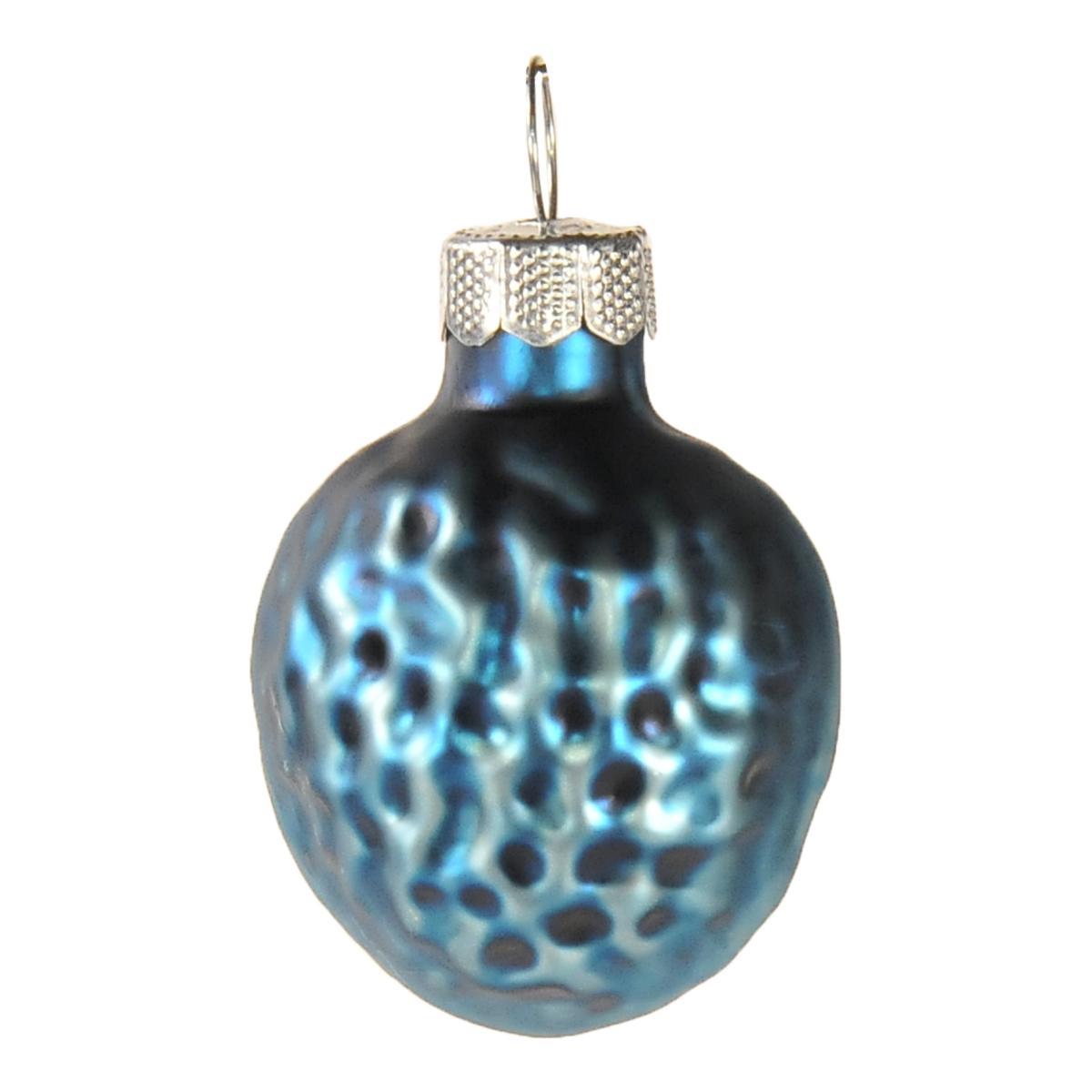 Pallina natalizia vetro noce azzurro Set 10 pz