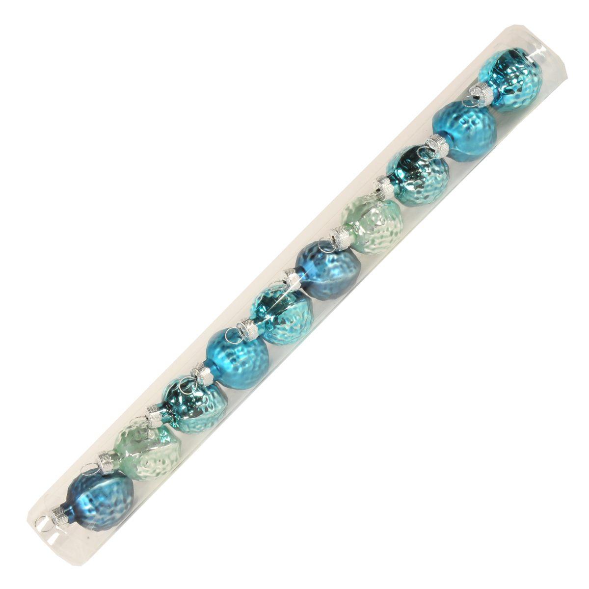 Pallina natalizia vetro noce azzurro Set 10 pz