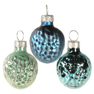 Pallina natalizia vetro noce azzurro Set 10 pz