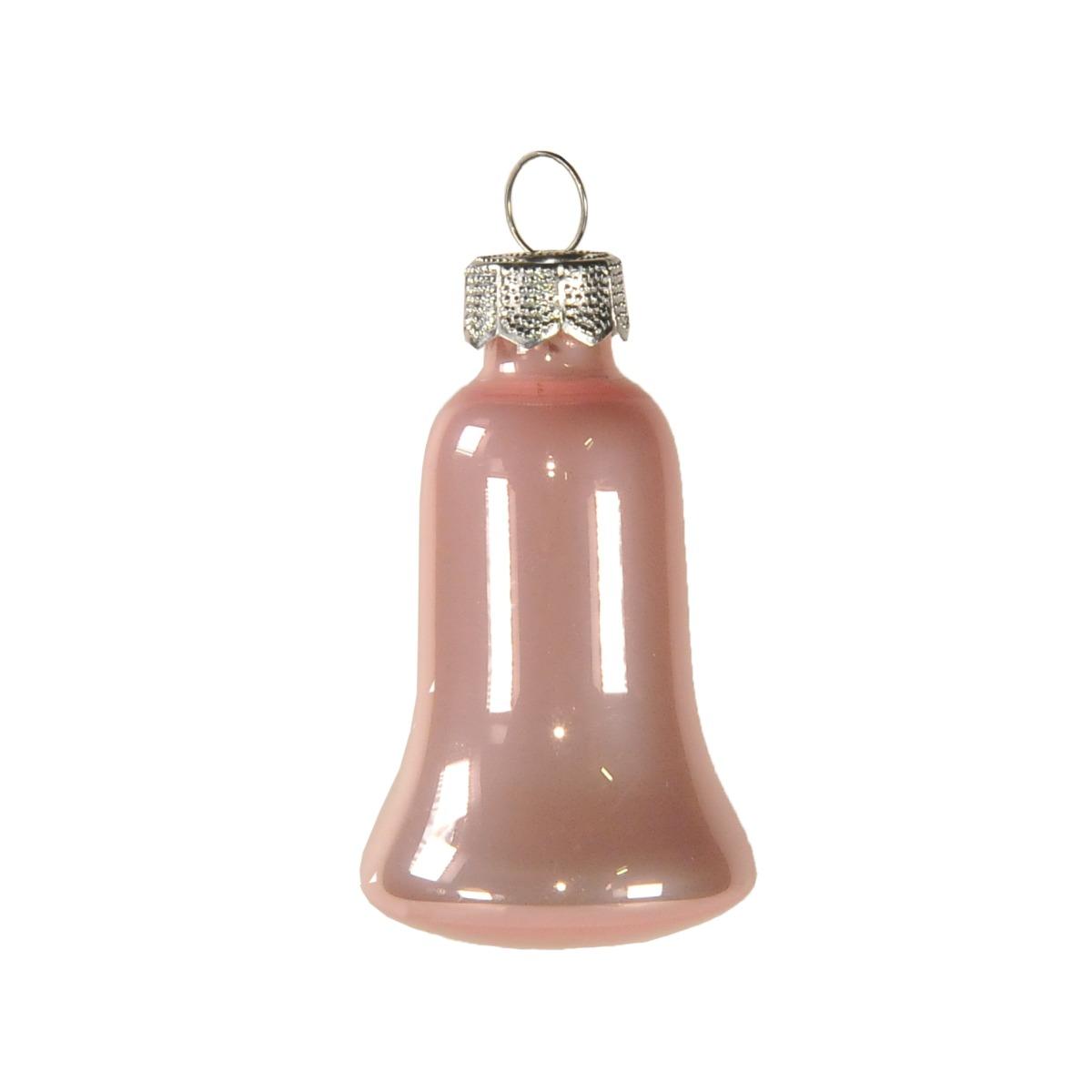 Pallina natalizia vetro campana bianca rosa Set 8 pz