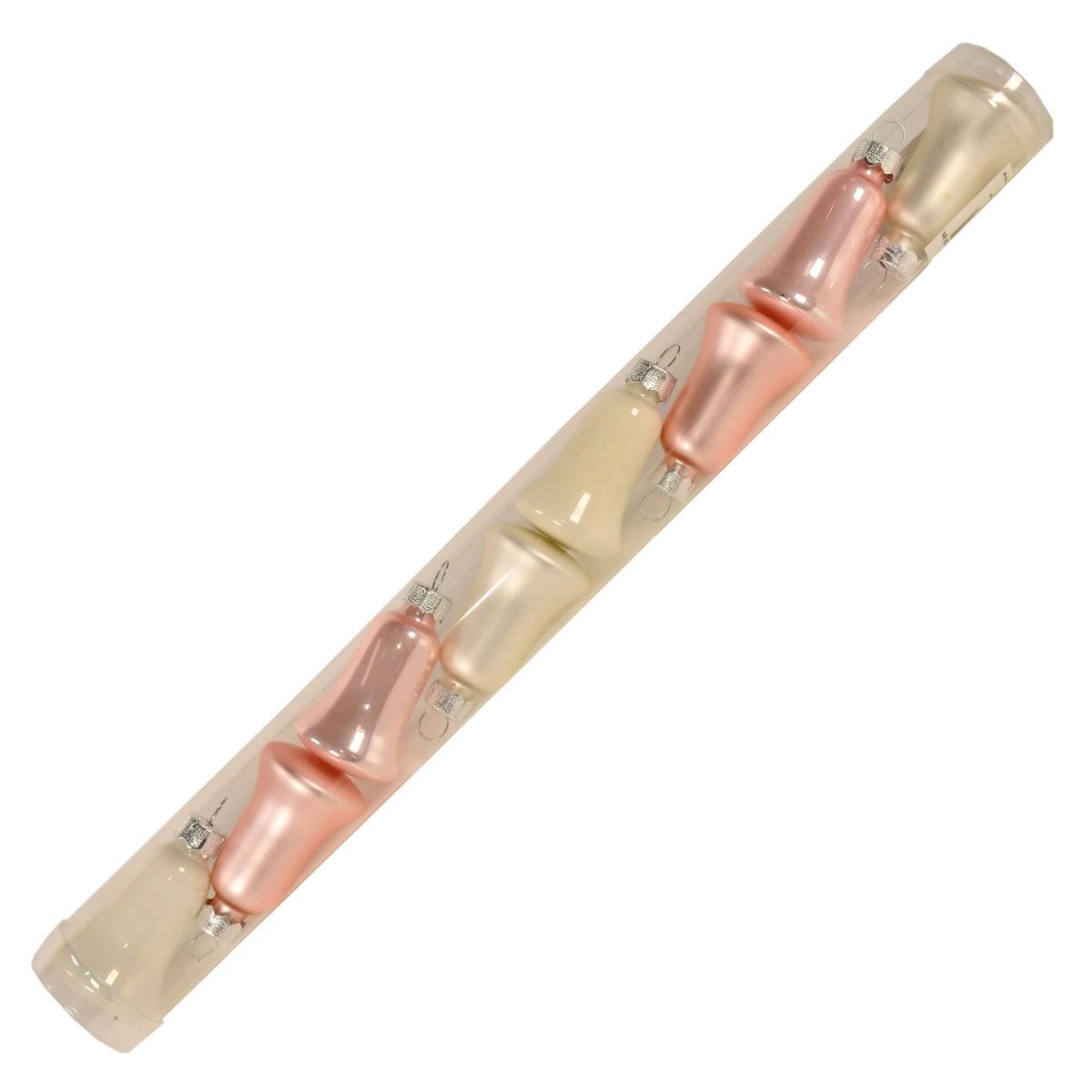 Pallina natalizia vetro campana bianca rosa Set 8 pz