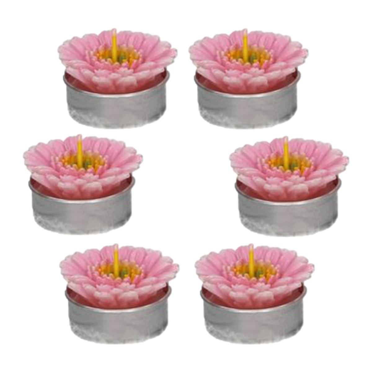 Candela gerbera rosa Set 4 pz